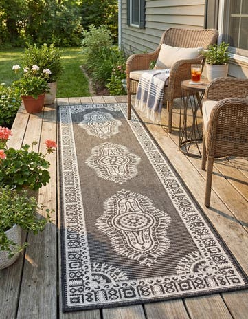 2' x 8' Easy-Clean Traditional Indoor / Outdoor Runner Rug