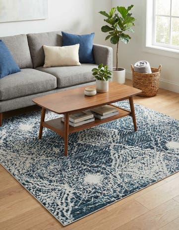 Navy Blue Kamala Washable Square Rug
