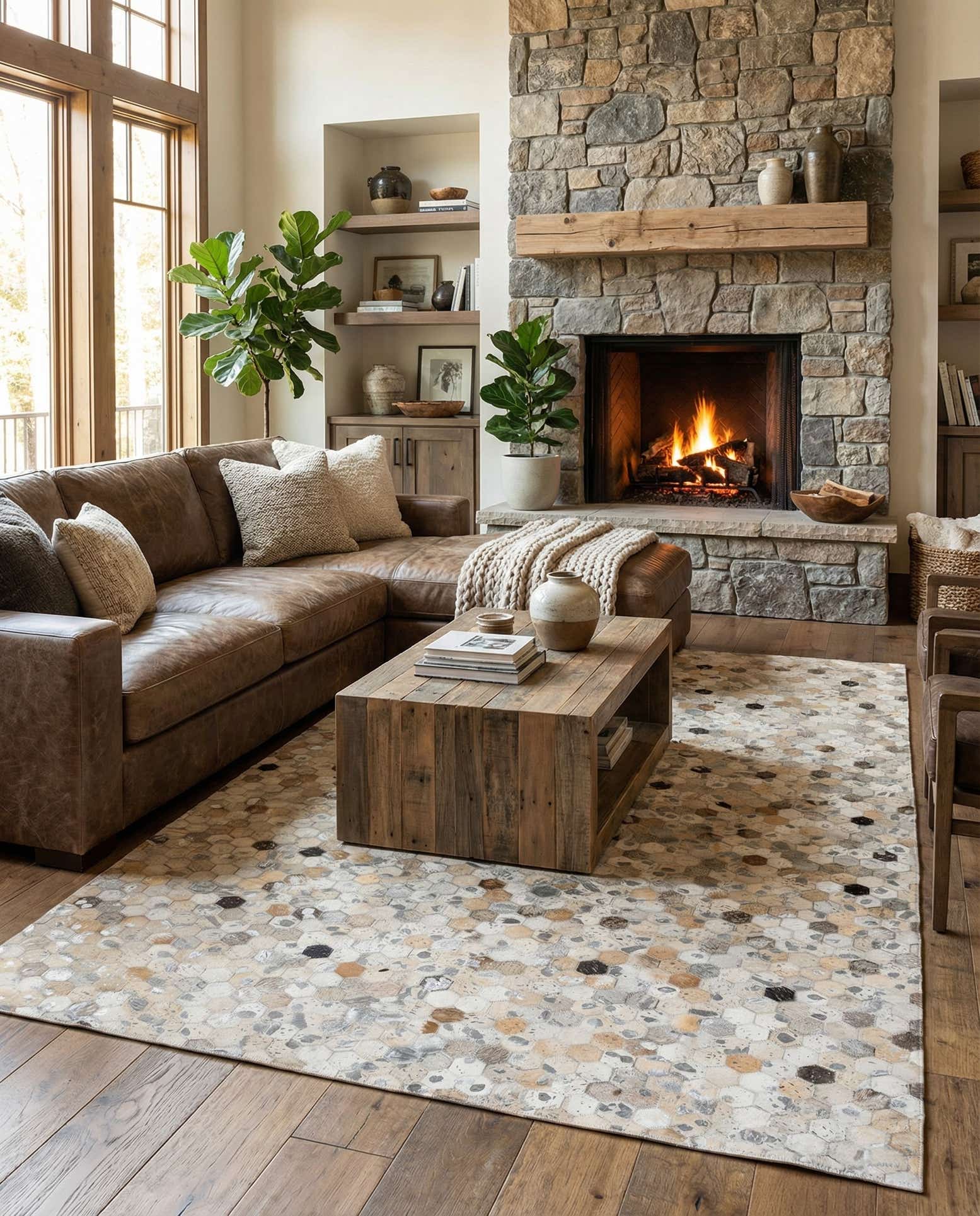5' x 8' Cowhide Stocks Rug