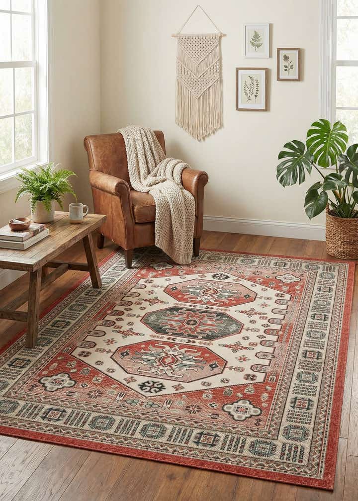 6' x 9' Easy-Clean Traditional Indoor / Outdoor Rug