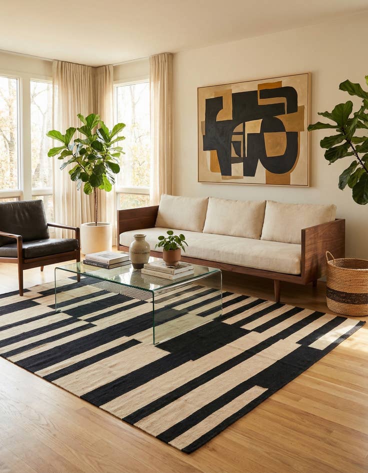 Detail image of 5' 7 x 7' 7 Hand Woven Kilim Modern Wool Rug