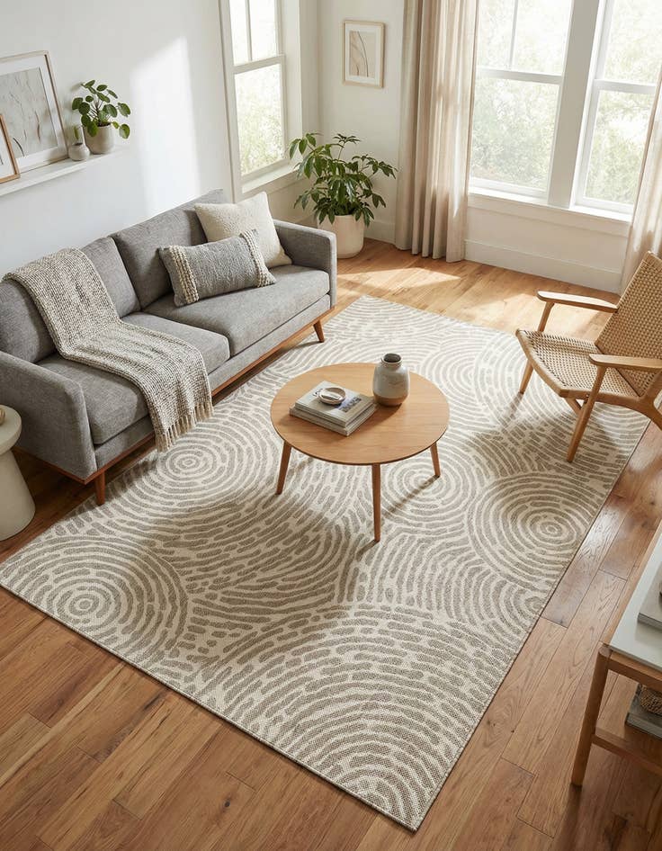 Detail image of  5' 3 x 8'  Washable Modern Indoor / Outdoor Rug