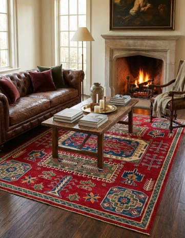 6' 7 x 9' 6 Hand Knotted Kazak Rug