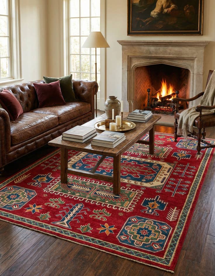 Detail image of  6' 7 x 9' 6  Hand Knotted Kazak Rug