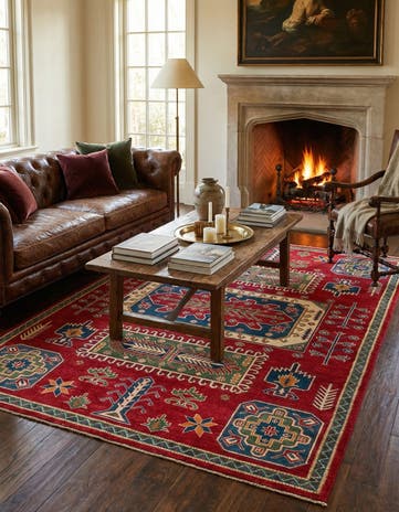 6' 7 x 9' 6 Hand Knotted Kazak Rug