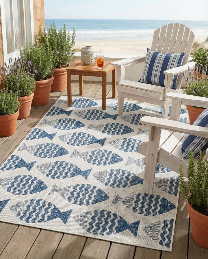 4' x 6' Easy-Clean Coastal Indoor / Outdoor Rug