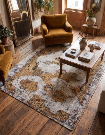 4' 10 x 6' 3 Hand Knotted Ultra Vintage Persian Wool Square Rug