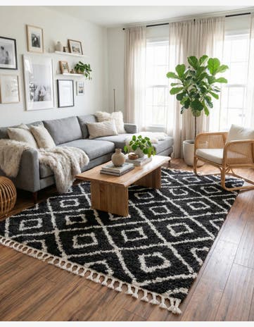 Black and White Athena Shag Rug