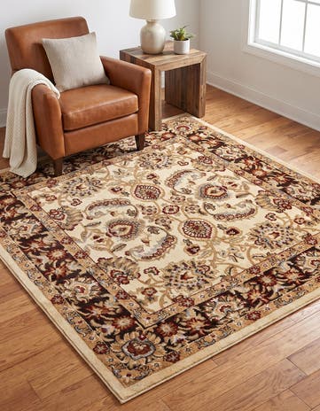 Cream Classic Agra Square Rug