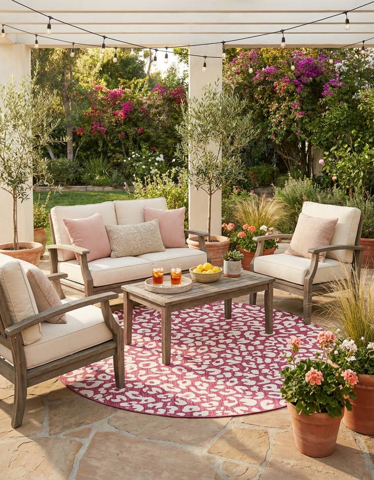 Detail image of 10' x 10'  Washable Safari Indoor / Outdoor Round Rug