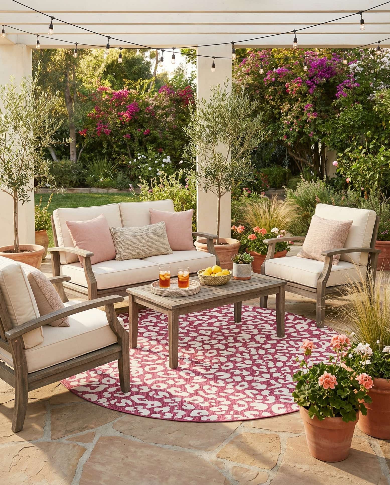 10' x 10' Easy-Clean Safari Indoor / Outdoor Round Rug
