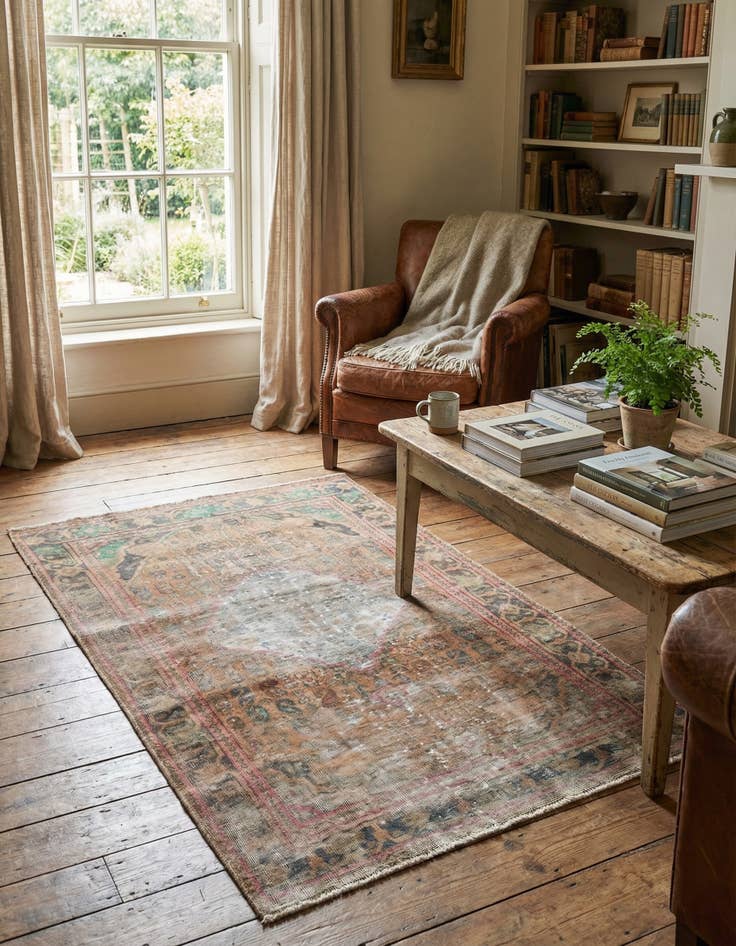 Detail image of 3' 9 x 6' 7  Hand Knotted Ultra Vintage Persian Wool Rug