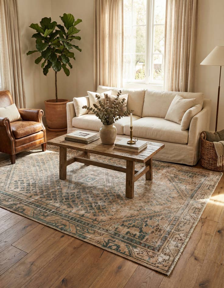 Detail image of 4' 2 x 6' 4  Hand Knotted Ultra Vintage Persian Wool Rug