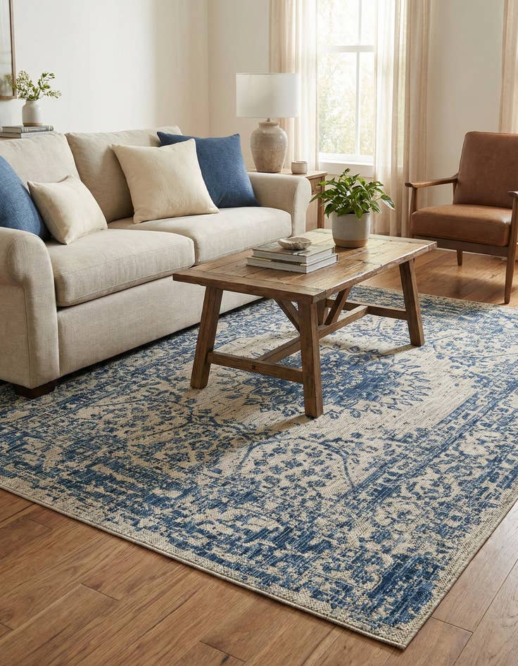 Detail image of  5' 3 x 7'  Washable Traditional Indoor / Outdoor Rug