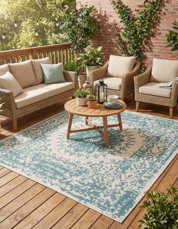 10' x 10' Easy-Clean Traditional Indoor / Outdoor Square Rug
