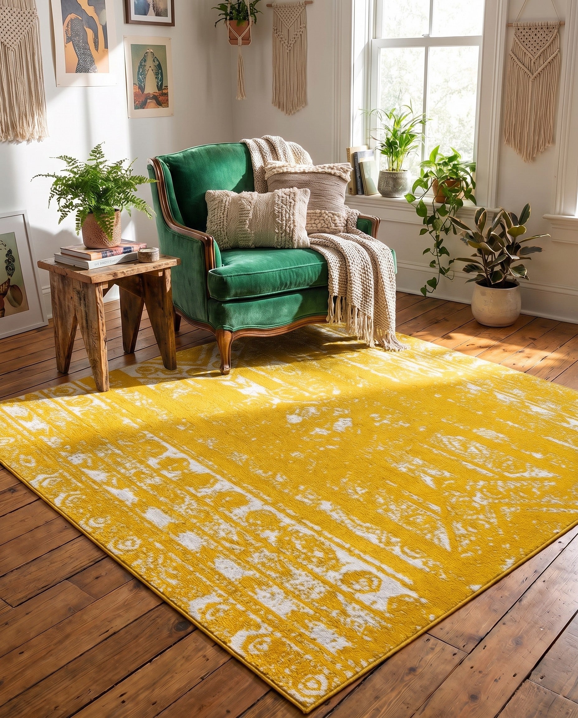 Yellow Lennon Square Rug