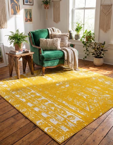 Yellow Lennon Square Rug