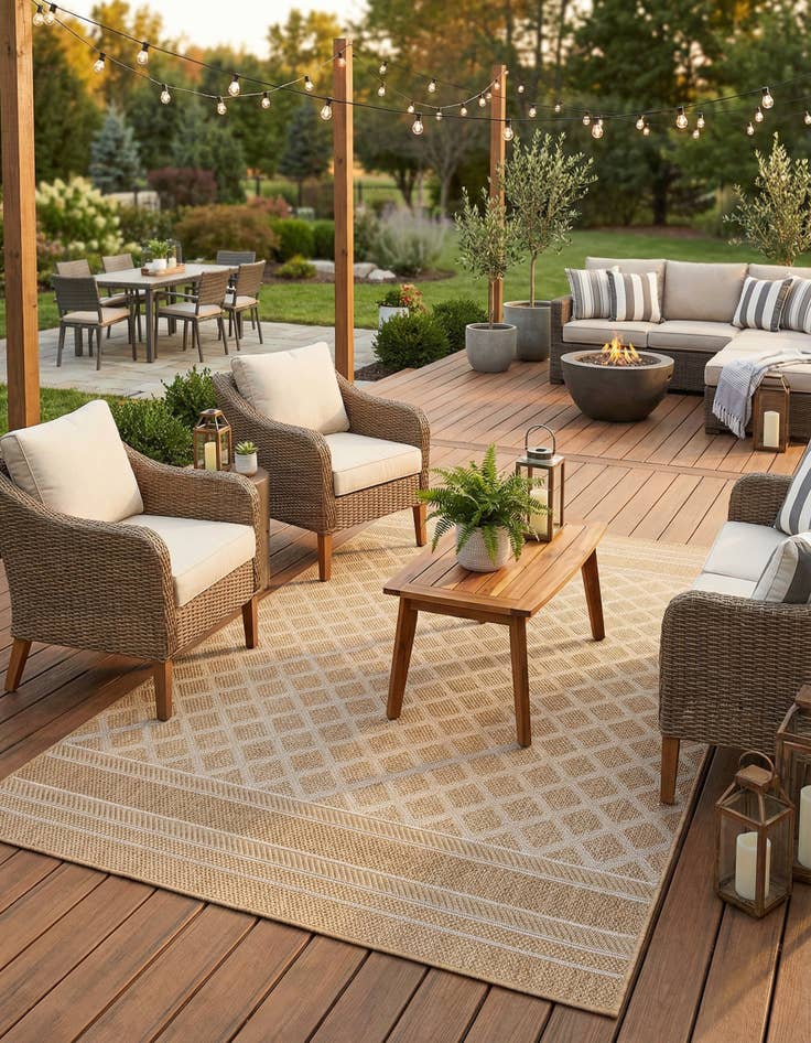 Detail image of  6' 1 x 9'  Washable Lattice Indoor / Outdoor Rug