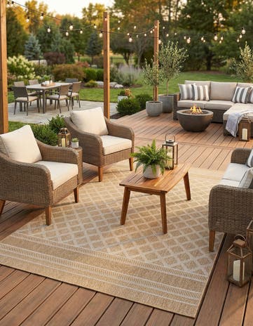 6' 1 x 9' Easy-Clean Lattice Indoor / Outdoor Rug