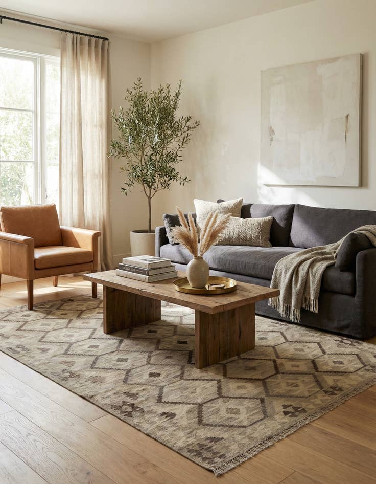 Detail image of 5' 6 x 8' 5  Hand Woven Kilim Modern Wool Rug