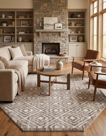Chocolate Brown Hermitage Octagon Rug