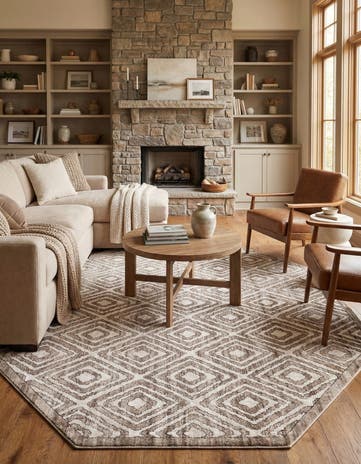 Chocolate Brown Hermitage Octagon Rug