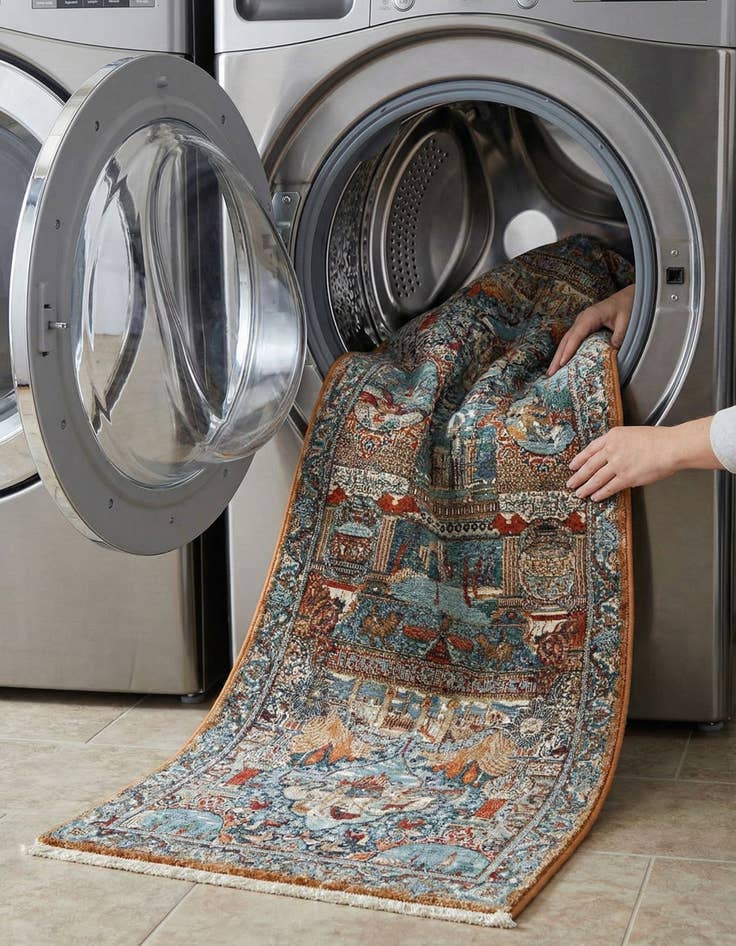 Detail image of 2' 7 x 12'  Washable Traditional Indoor / Outdoor Runner Rug