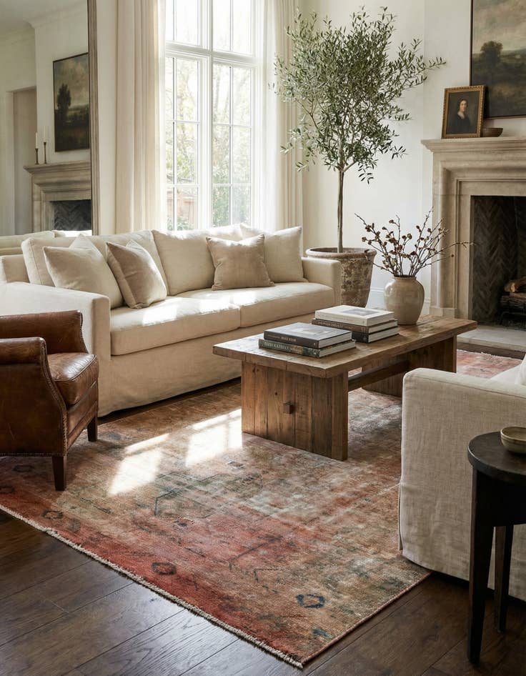 Detail image of 4' 9 x 8' 5  Hand Knotted Ultra Vintage Persian Wool Rug