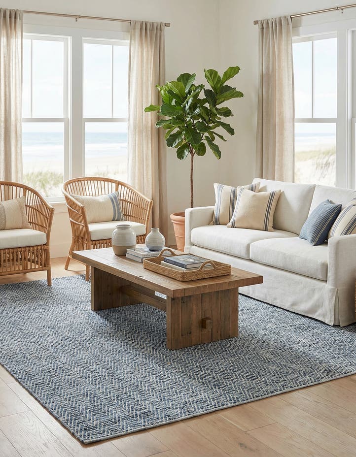 9' x 12' Hand Woven Chindi Chevron Rug