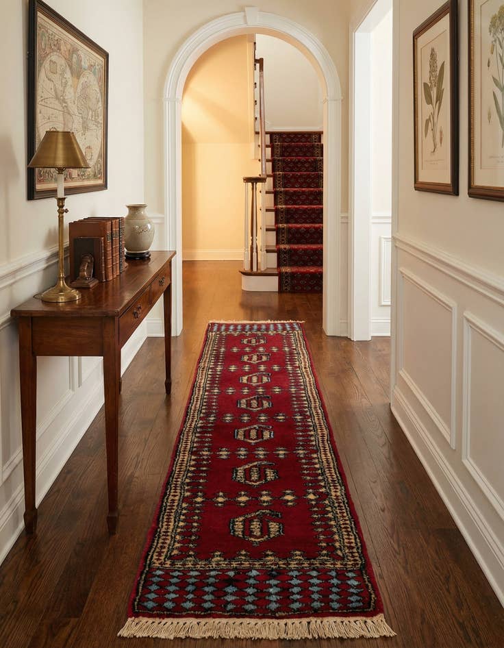 Detail image of 1' x 4' 5  Hand Knotted Bokhara Oriental Wool Runner Rug