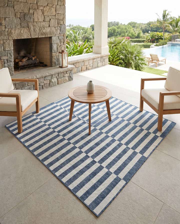 185cm x 185cm Facile à nettoyer Striped Tapis Intérieur / Extérieur Carré