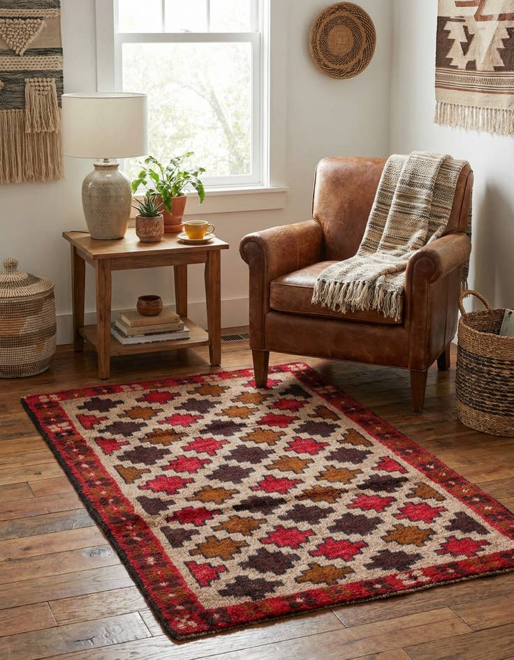 Detail image of  2' 10 x 4' 7  Hand Knotted Balouch Persian Wool Rug