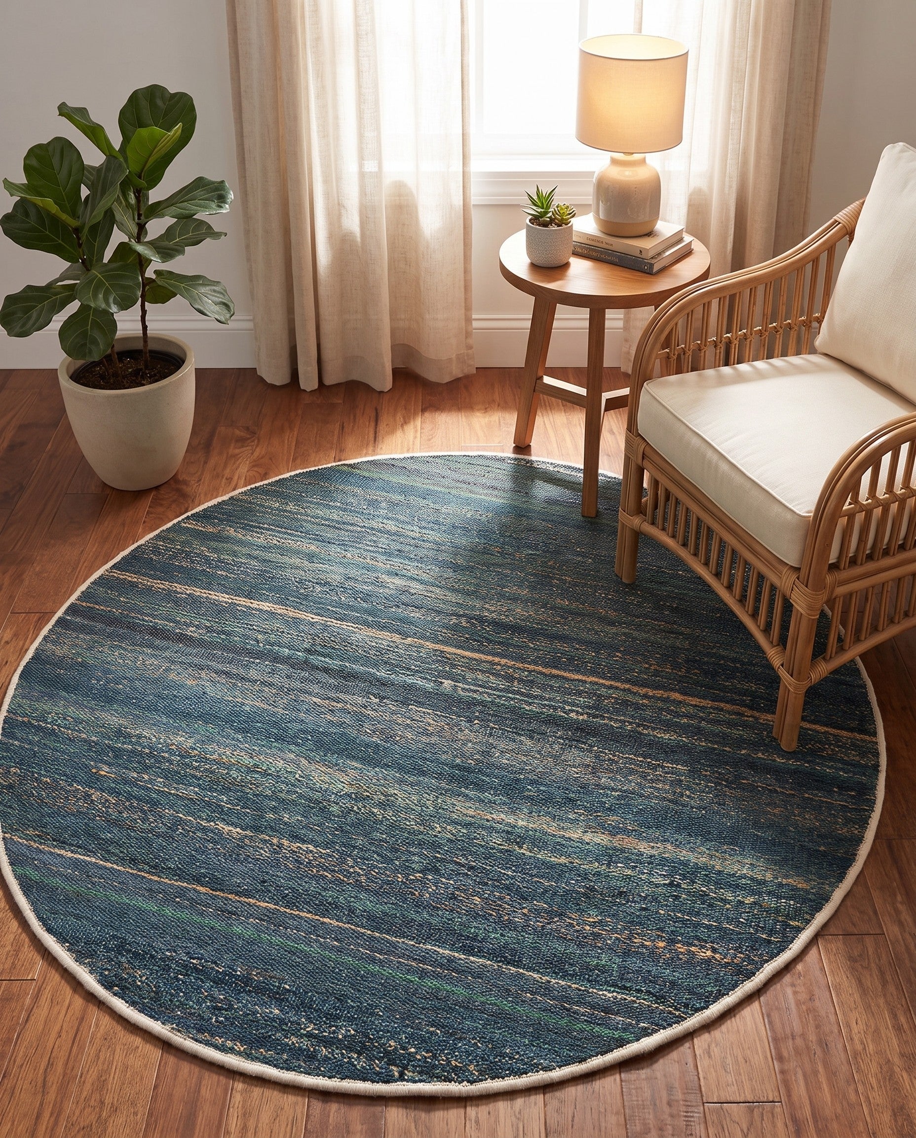 5' 3 x 5' 3 Hand Woven Palm Beach Jute Round Rug