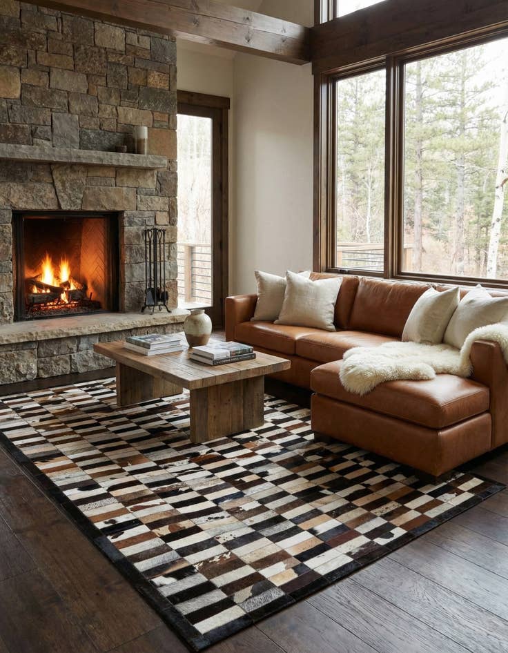 Detail image of 5' 3 x 8' 1 Cowhide - Patchwork Rug