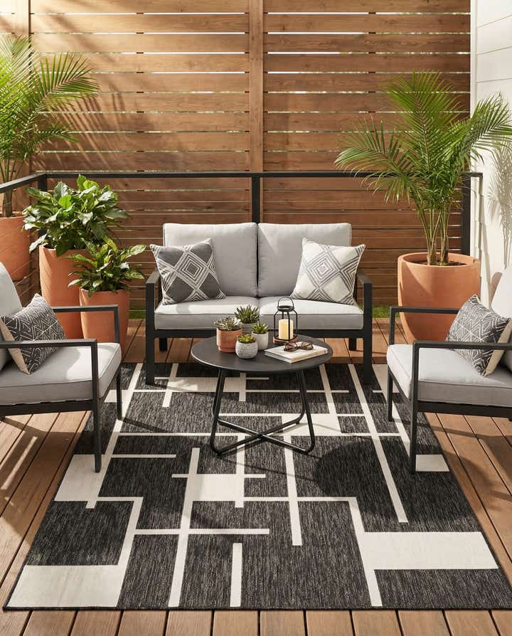 6' x 9' Easy-Clean Modern Indoor / Outdoor Rug