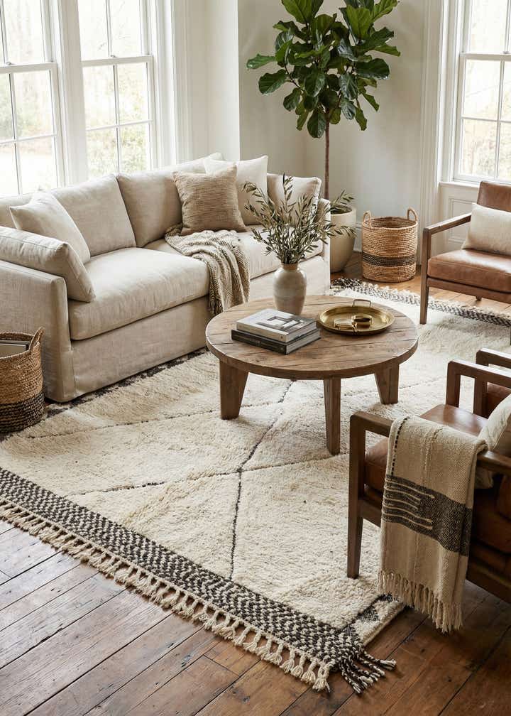 5' 7 x 8' 4 Hand Knotted Moroccan Wool Rug