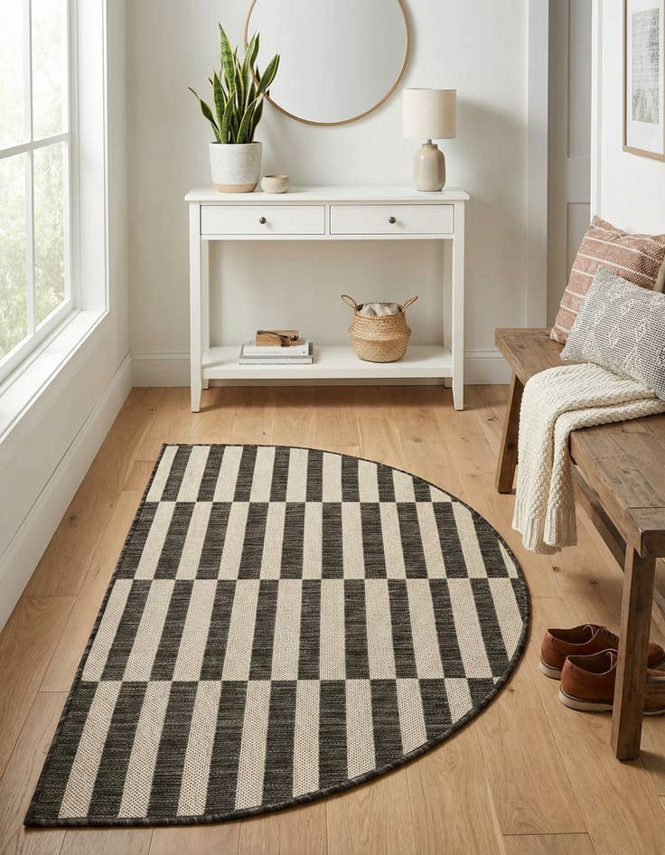 Detail image of 2' 7 x 4' Easy-Clean Striped Indoor / Outdoor Hearth Rug