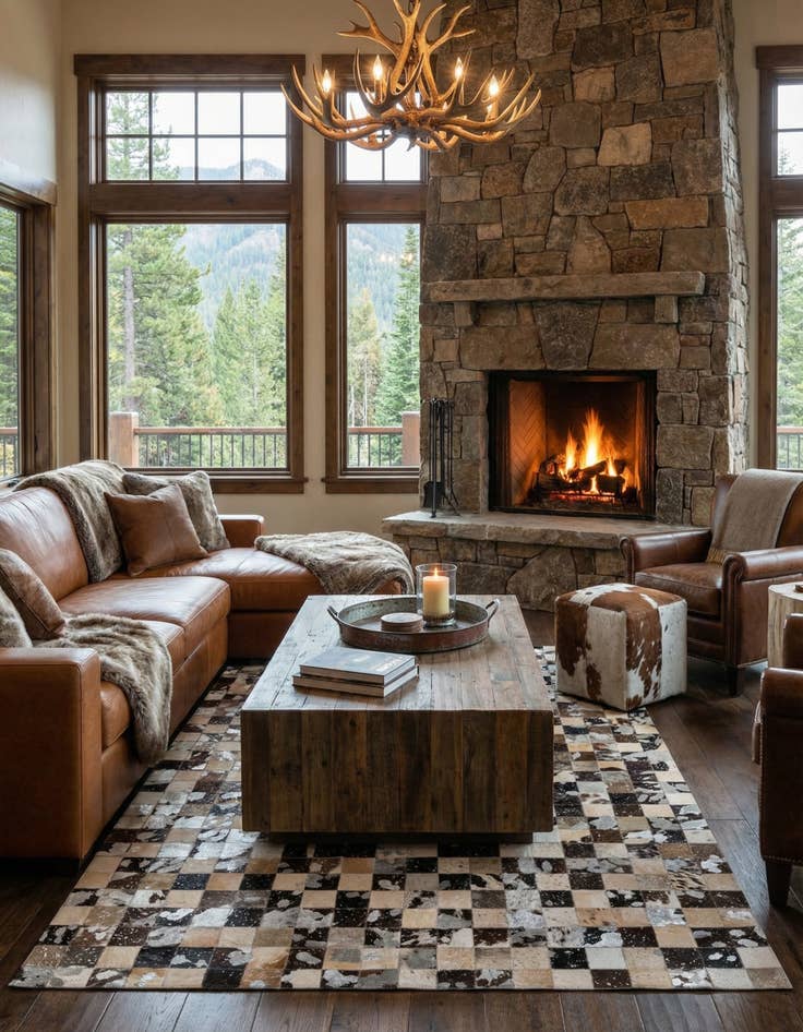 Detail image of  5' 1 x 8' Cowhide - Patchwork Rug