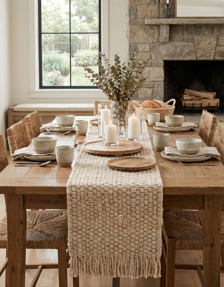 Detail image of  1' 2 x 8'  Hand Woven Chunky Jute Table Runner Rug