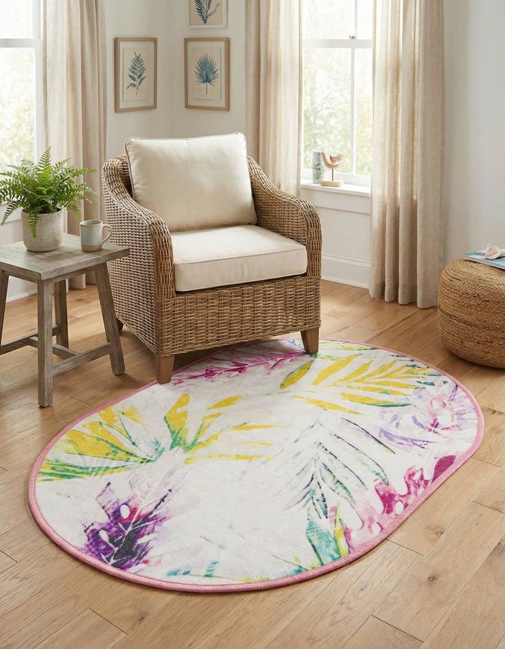 Detail image of 2' x 3' 1  Washable Jill Zarin Caribbean Indoor / Outdoor Oval Rug