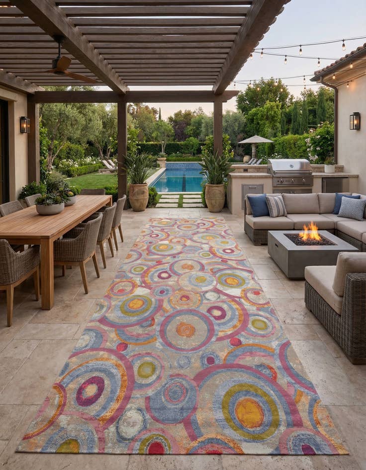 Detail image of  10' x 24'  Washable Modern Indoor / Outdoor Runner Rug