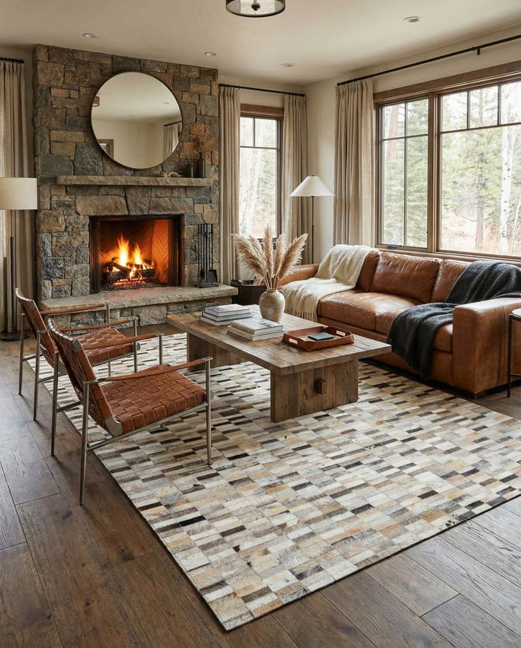 Detail image of 5' 1 x 7' 10 Cowhide Stocks Rug