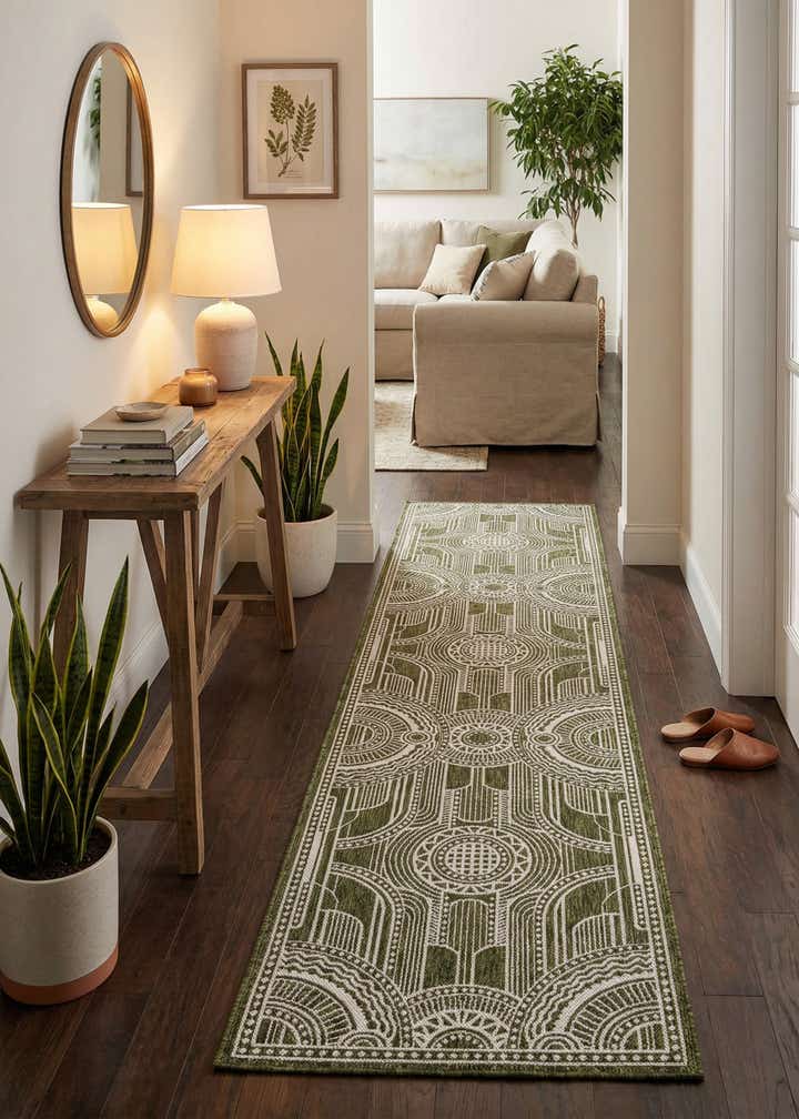 2' 7 x 12' Easy-Clean Traditional Indoor / Outdoor Runner Rug