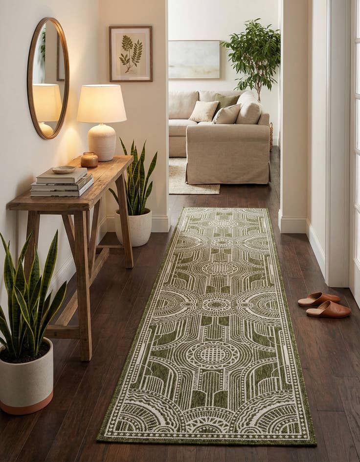 Detail image of 2' 7 x 12'  Washable Traditional Indoor / Outdoor Runner Rug