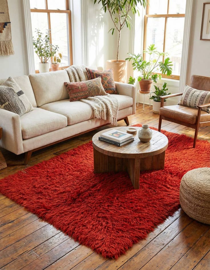 Detail image of 4' 1 x 6' 1  Hand Knotted Moroccan Wool Rug