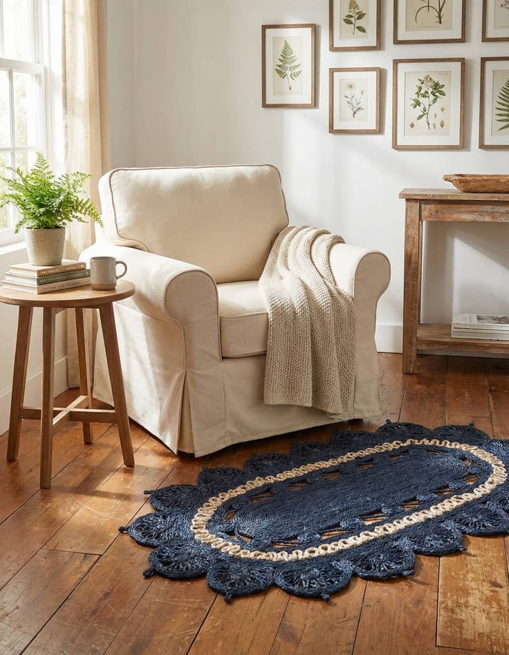 Detail image of 3' 1 x 5' 1  Hand Braided Jute Oval Rug