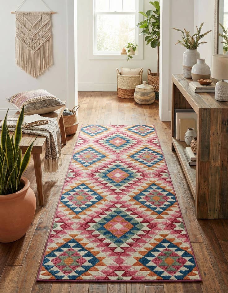 Detail image of 2' 7 x 5' 3  Washable Southwestern Indoor / Outdoor Runner Rug