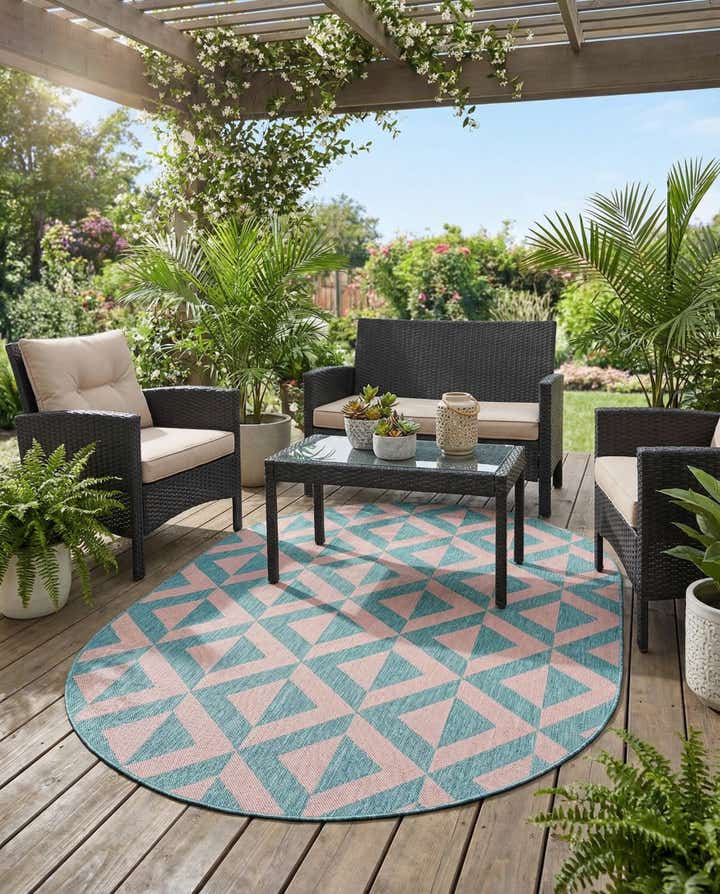 5' 3 x 8' Easy-Clean Jill Zarin Napa Indoor / Outdoor Oval Rug