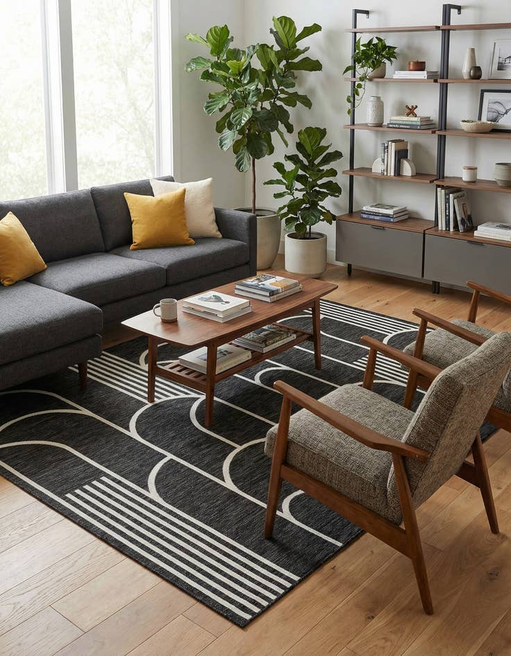 Detail image of  6' x 9'  Washable Modern Indoor / Outdoor Rug