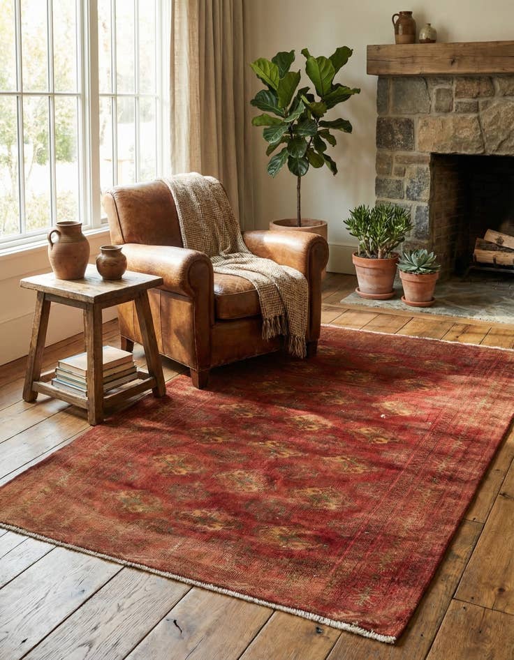 Detail image of 3' 5 x 4' 9  Hand Knotted Torkaman Persian Wool Rug